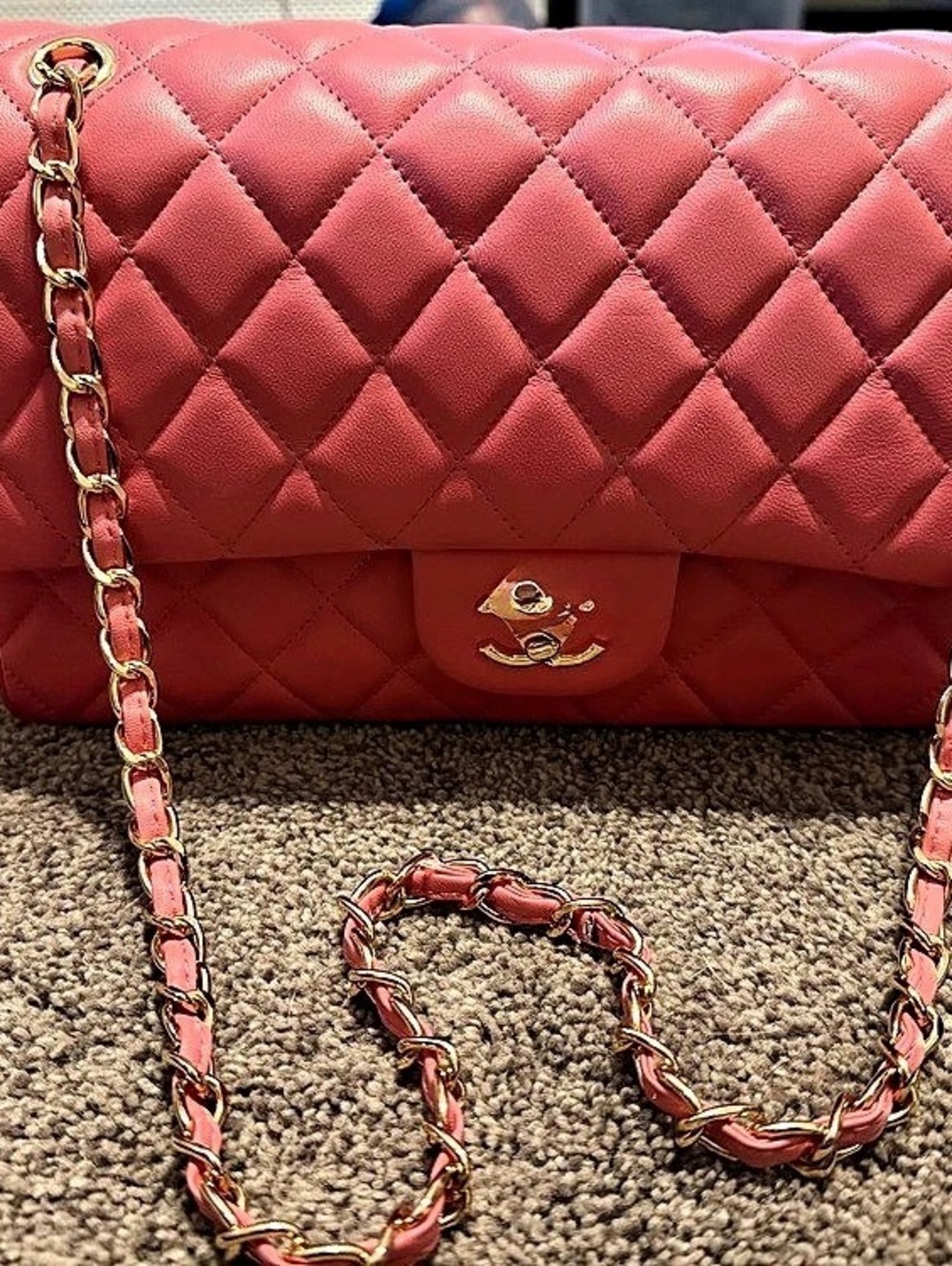 Medium Double Flap Bag Shoulder Bag in Pink